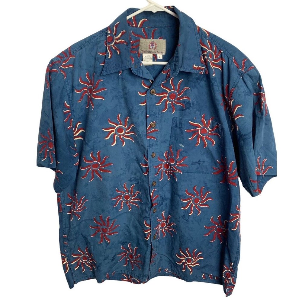 The Territory Ahead Mens Blue Short sleeve Shirt Size Large Sun Hawaii Cotton - Picture 1 of 6